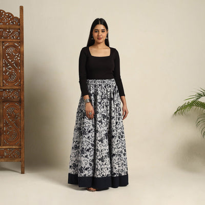 Black - 24 Kali Patchwork Batik Print Cotton Long Skirt 01