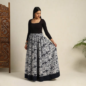 Black - 24 Kali Patchwork Batik Print Cotton Long Skirt 01