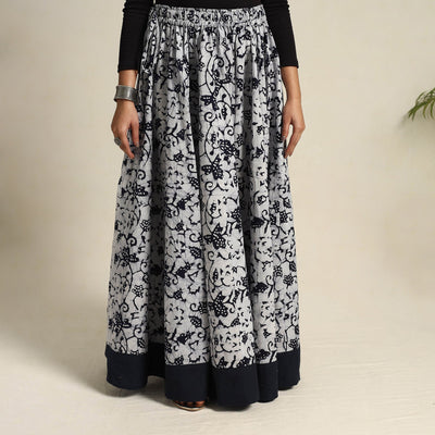 Black - 24 Kali Patchwork Batik Print Cotton Long Skirt 01
