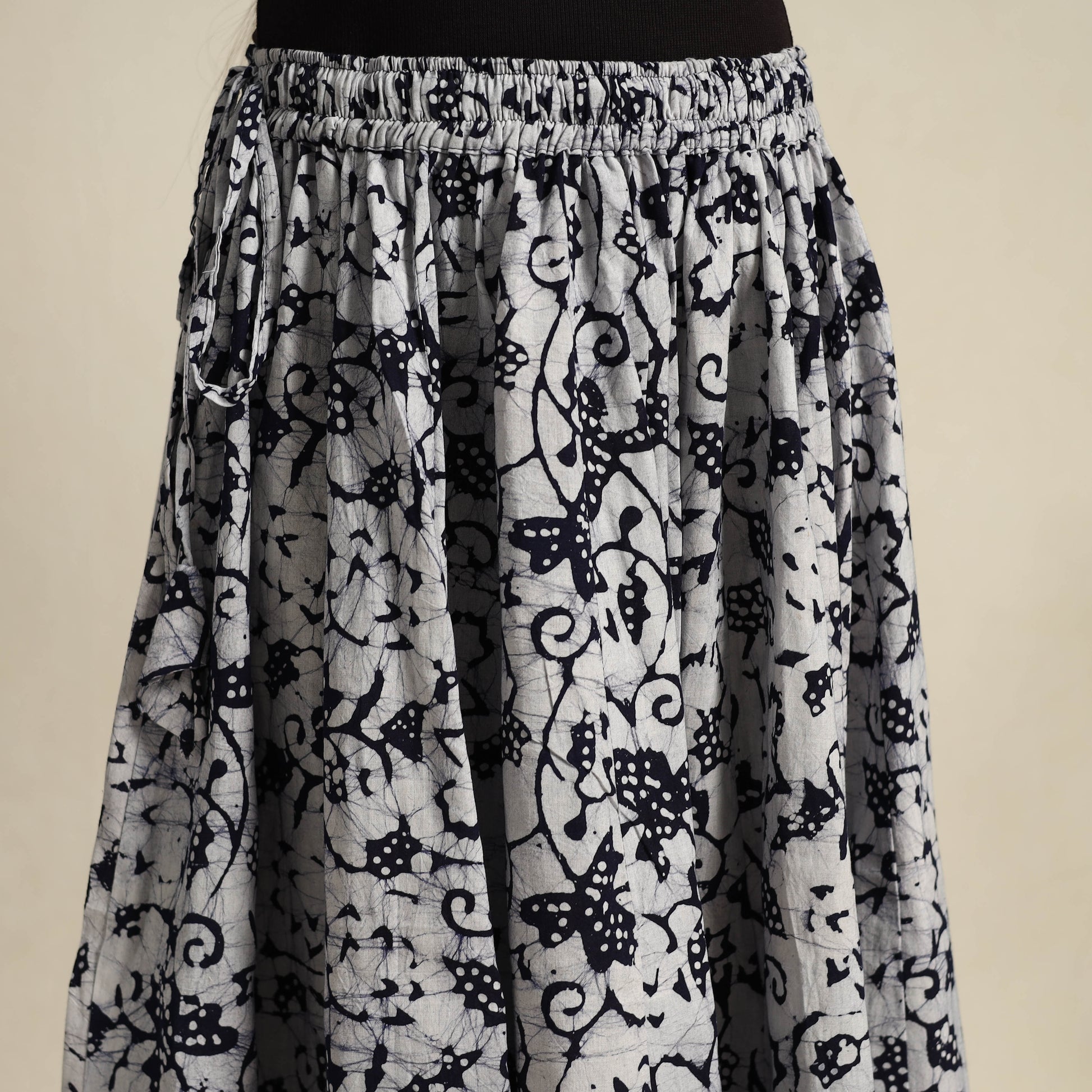 Black - 24 Kali Patchwork Batik Print Cotton Long Skirt 01