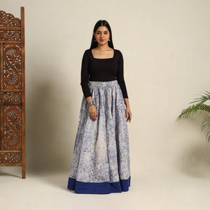 Blue - 24 Kali Patchwork Batik Print Cotton Long Skirt 02