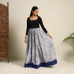 Blue - 24 Kali Patchwork Batik Print Cotton Long Skirt 02