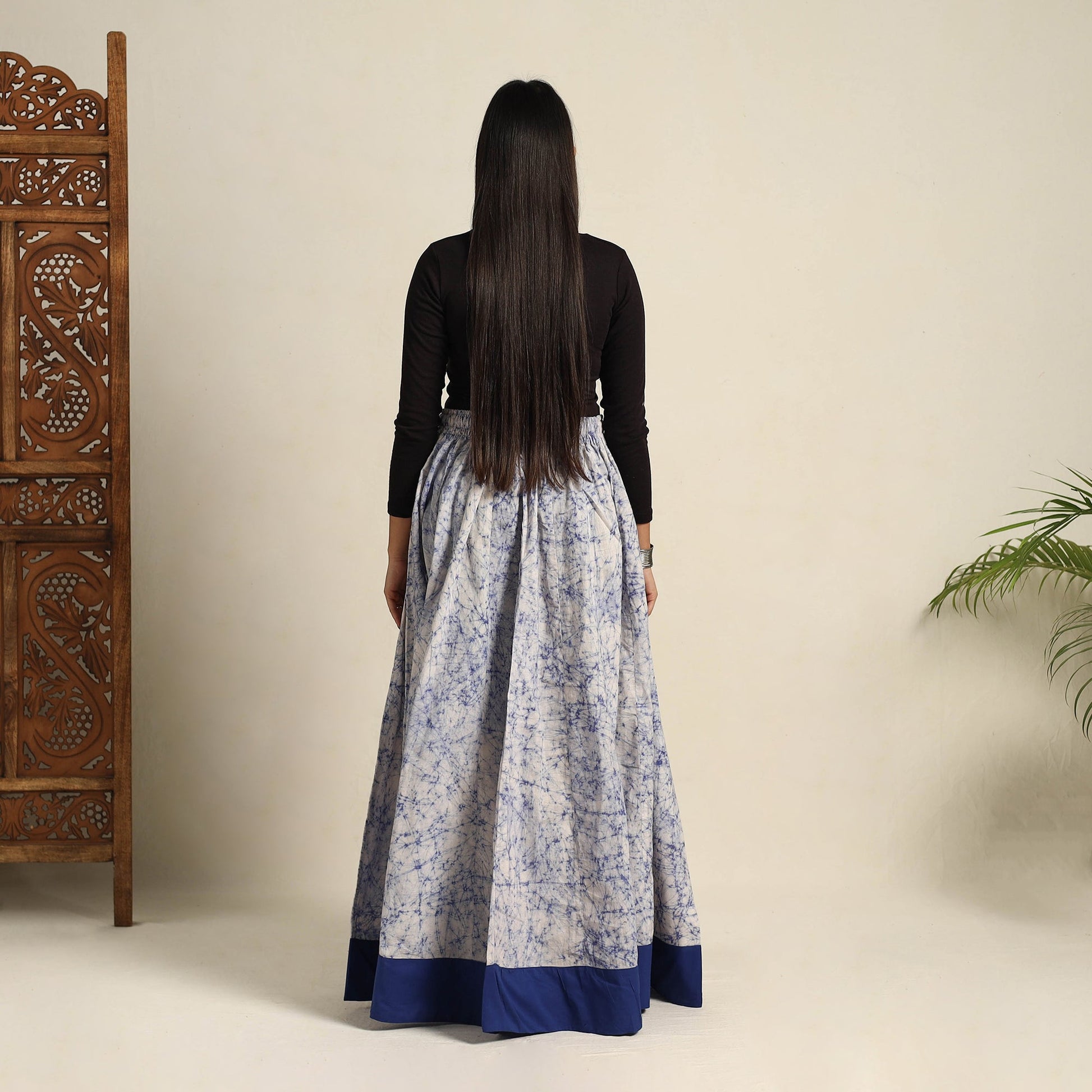 Blue - 24 Kali Patchwork Batik Print Cotton Long Skirt 02