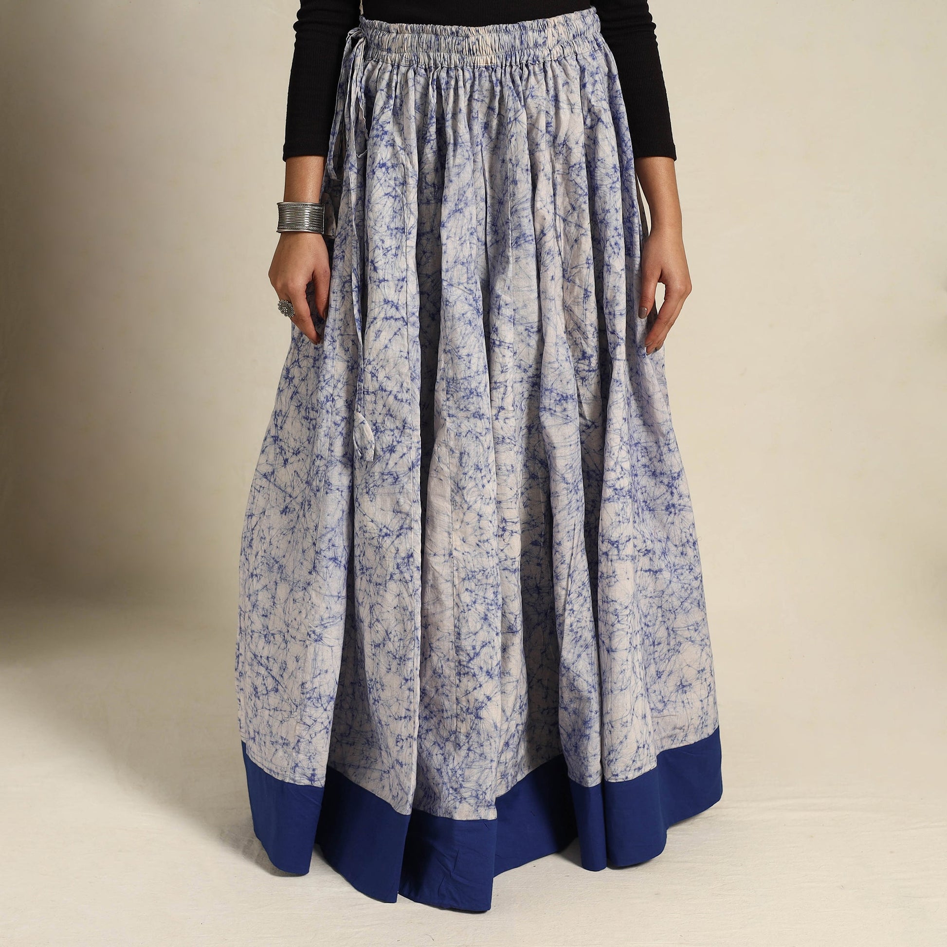 Blue - 24 Kali Patchwork Batik Print Cotton Long Skirt 02