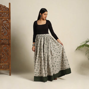 Beige - 24 Kali Patchwork Batik Print Cotton Long Skirt 04