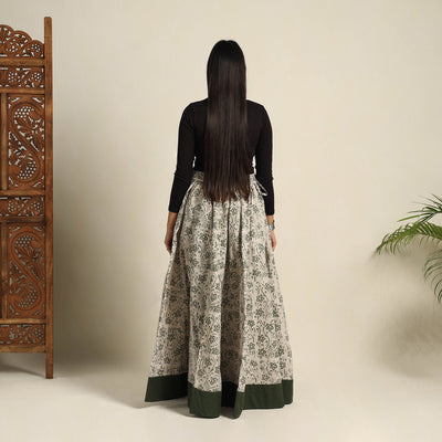 Beige - 24 Kali Patchwork Batik Print Cotton Long Skirt 04