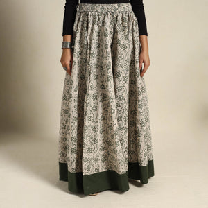 Beige - 24 Kali Patchwork Batik Print Cotton Long Skirt 04