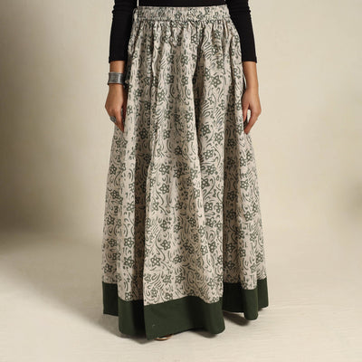 Beige - 24 Kali Patchwork Batik Print Cotton Long Skirt 04