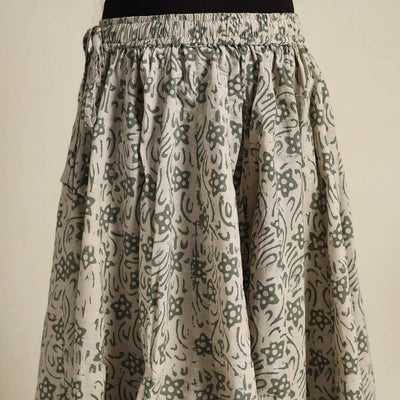 Beige - 24 Kali Patchwork Batik Print Cotton Long Skirt 04