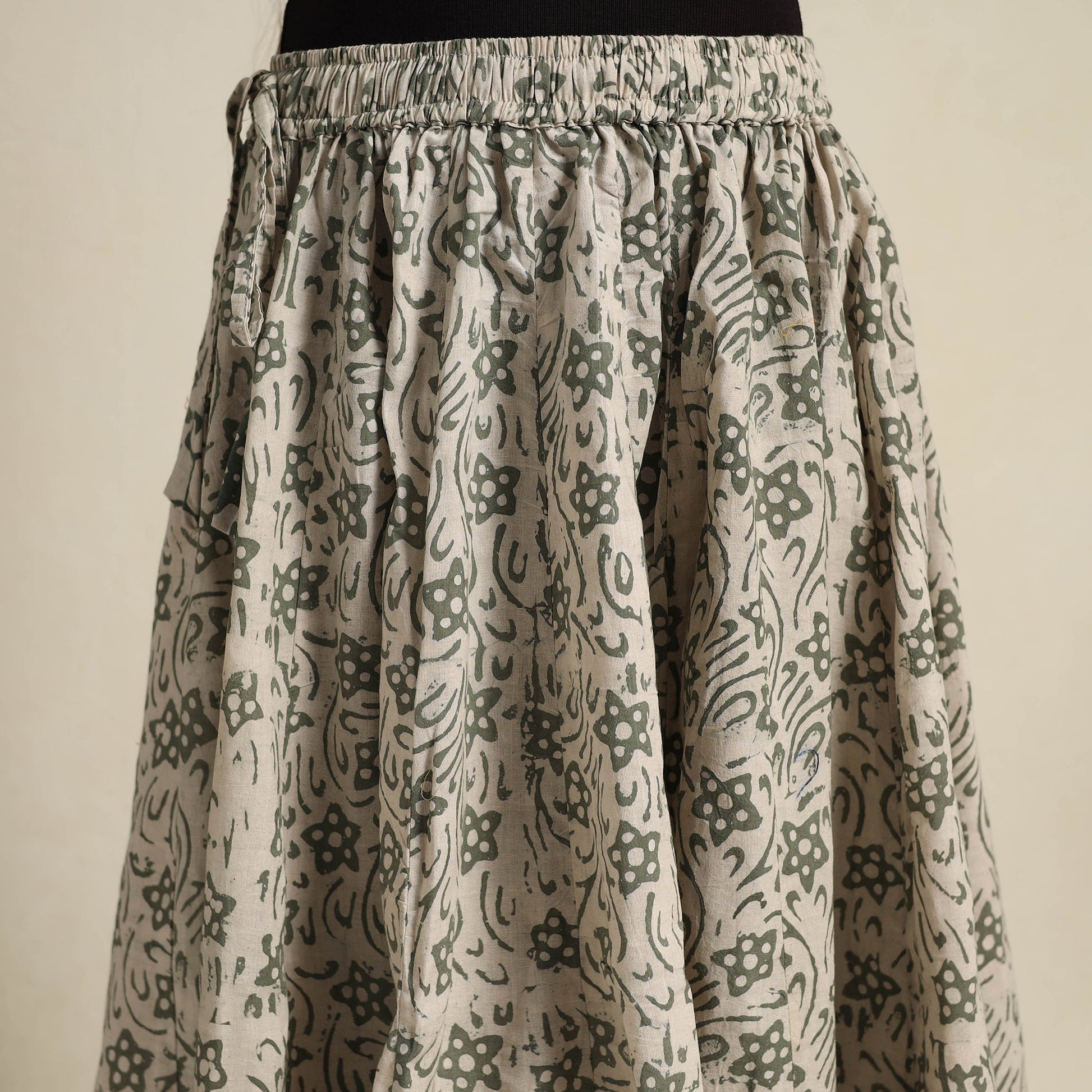 Beige - 24 Kali Patchwork Batik Print Cotton Long Skirt 04