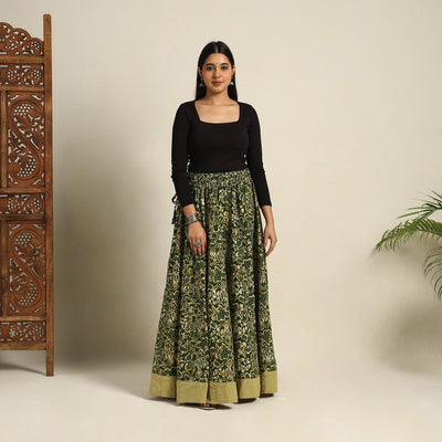 Green - 24 Kali Patchwork Batik Print Cotton Long Skirt 07