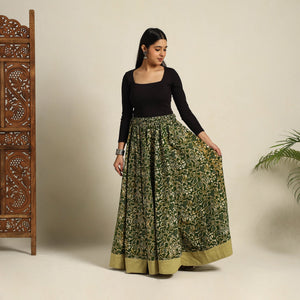 Green - 24 Kali Patchwork Batik Print Cotton Long Skirt 07