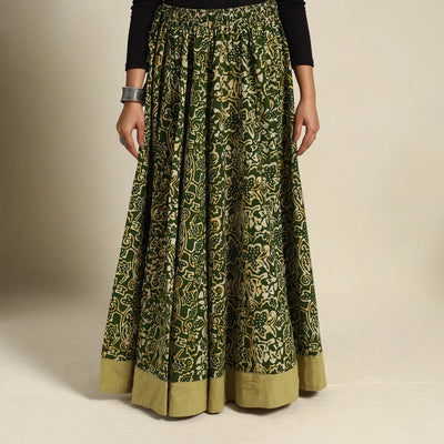 Green - 24 Kali Patchwork Batik Print Cotton Long Skirt 07