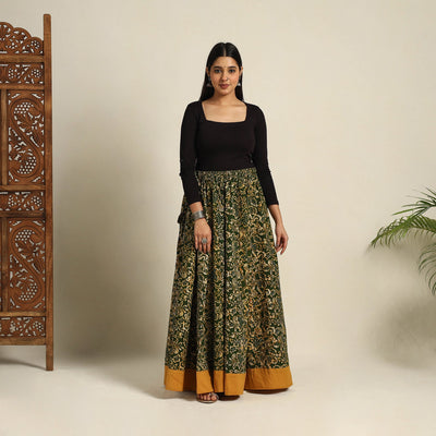 Green - 24 Kali Patchwork Batik Print Cotton Long Skirt 08