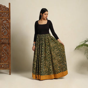 Green - 24 Kali Patchwork Batik Print Cotton Long Skirt 08