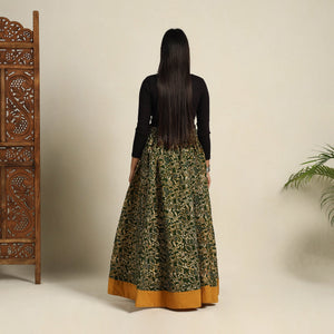 Green - 24 Kali Patchwork Batik Print Cotton Long Skirt 08