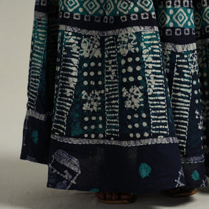 Blue - Hand Batik Printed Running Stitch Cotton Long Skirt 54