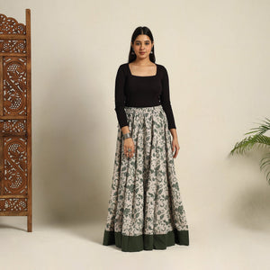 Beige - 24 Kali Patchwork Batik Print Cotton Long Skirt 10