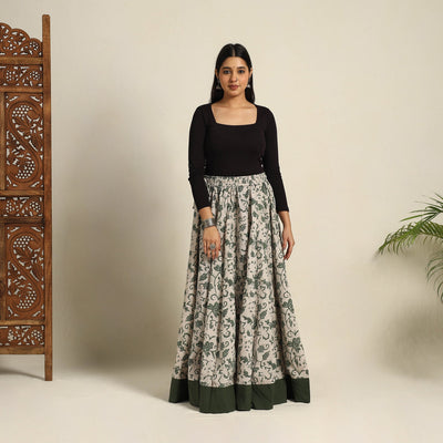 Beige - 24 Kali Patchwork Batik Print Cotton Long Skirt 10