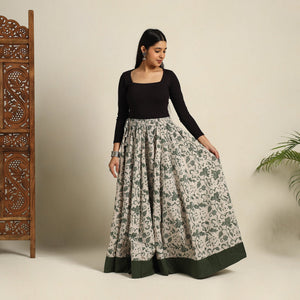 Beige - 24 Kali Patchwork Batik Print Cotton Long Skirt 10