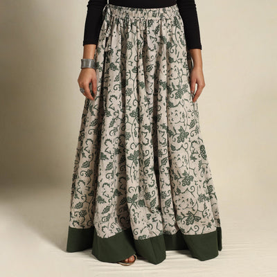 Beige - 24 Kali Patchwork Batik Print Cotton Long Skirt 10