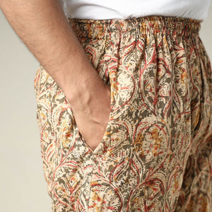 Beige - Kalamkari Block Printed Cotton Men’s Pyjama
