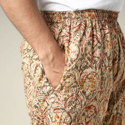 Beige - Kalamkari Block Printed Cotton Men’s Pyjama