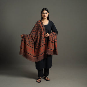 Ajrakh Block Printed Handwoven Woolen Shawl 30