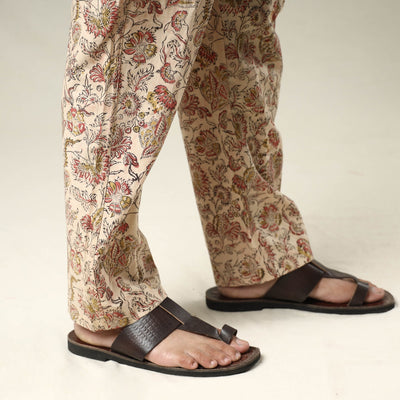 Beige - Kalamkari Block Printed Cotton Men’s Pyjama