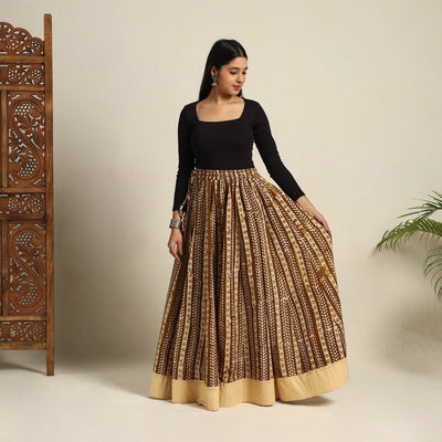 Brown - 24 Kali Patchwork Batik Print Cotton Long Skirt 13