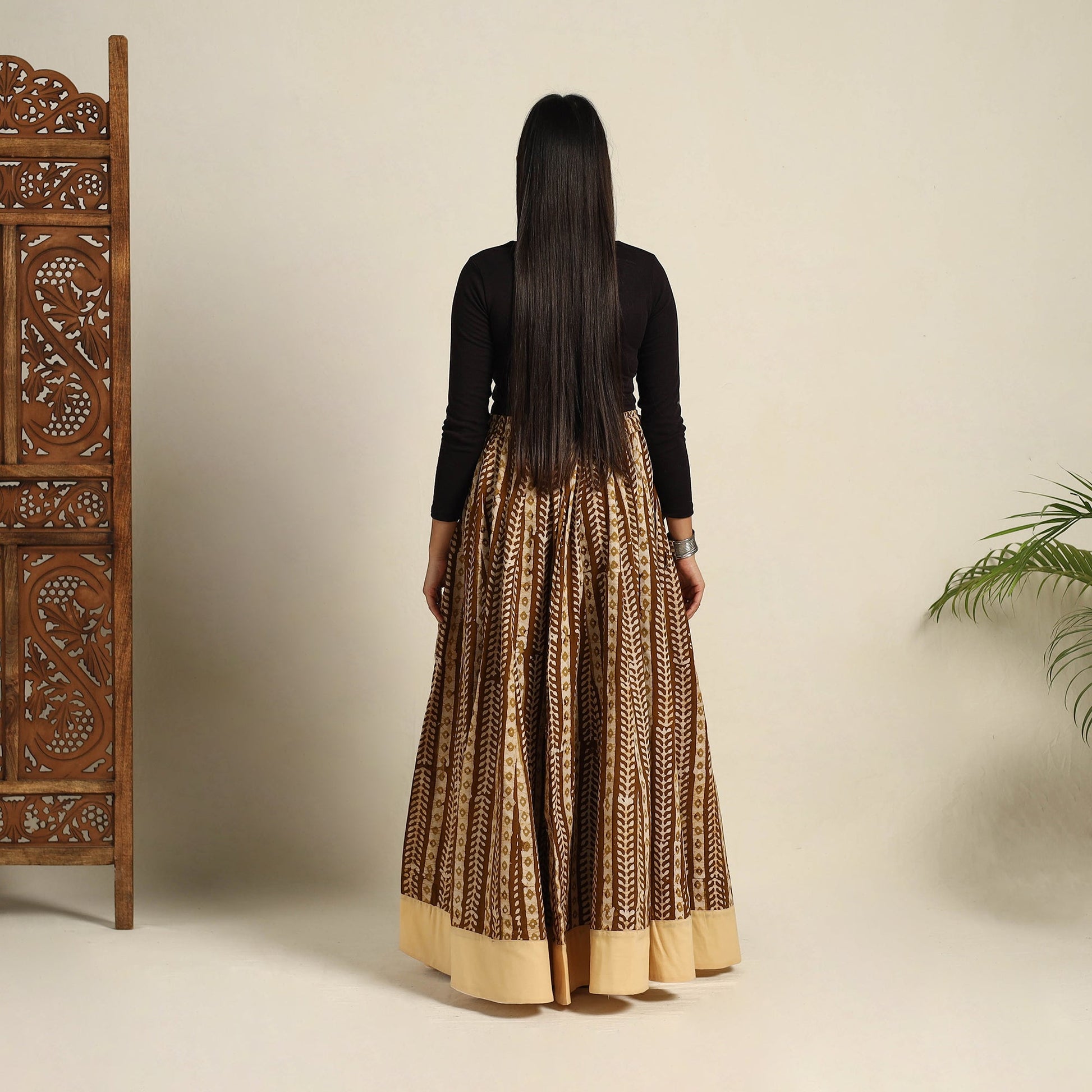 Brown - 24 Kali Patchwork Batik Print Cotton Long Skirt 13