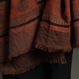 Ajrakh Block Printed Handwoven Woolen Shawl 30