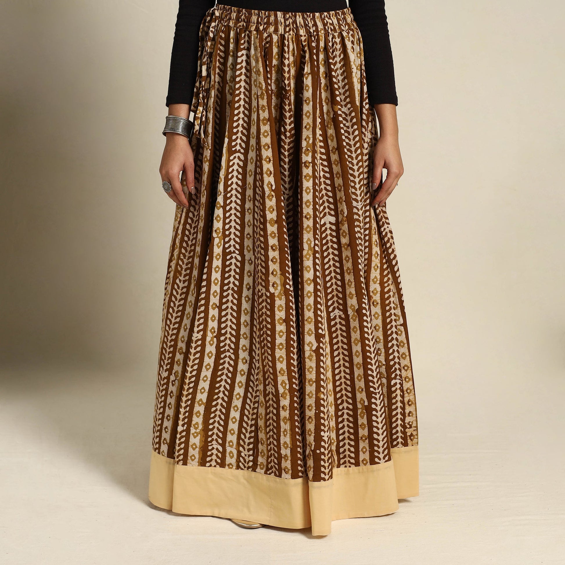 Brown - 24 Kali Patchwork Batik Print Cotton Long Skirt 13
