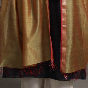 Brown - Handloom Silk Cotton Zari Work Maheshwari Dupatta 26