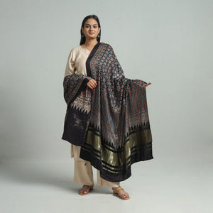 Black - Modal Silk Block Print Ajrakh Dupatta 64