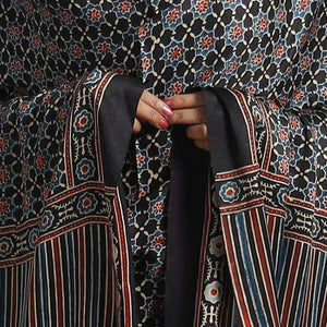 Black - Modal Silk Block Print Ajrakh Dupatta 64