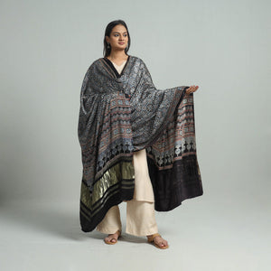Black - Modal Silk Block Print Ajrakh Dupatta 65