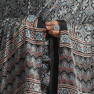 Black - Modal Silk Block Print Ajrakh Dupatta 65