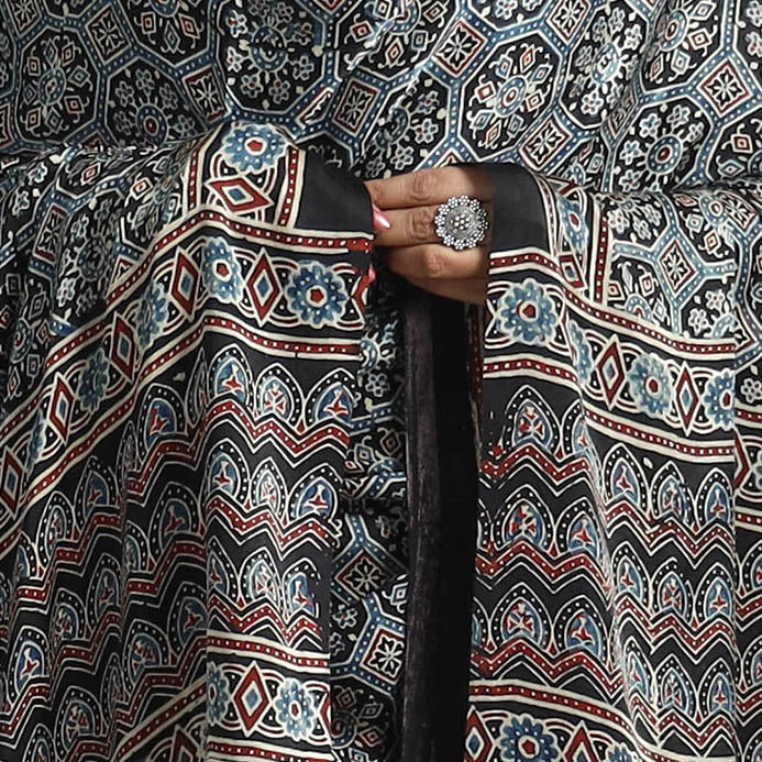 Black - Modal Silk Block Print Ajrakh Dupatta 65
