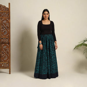 Green - 24 Kali Patchwork Batik Print Cotton Long Skirt 16