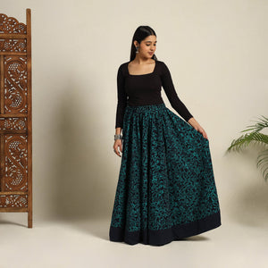 Green - 24 Kali Patchwork Batik Print Cotton Long Skirt 16