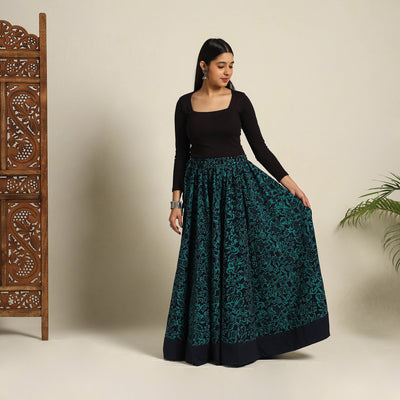 Green - 24 Kali Patchwork Batik Print Cotton Long Skirt 16