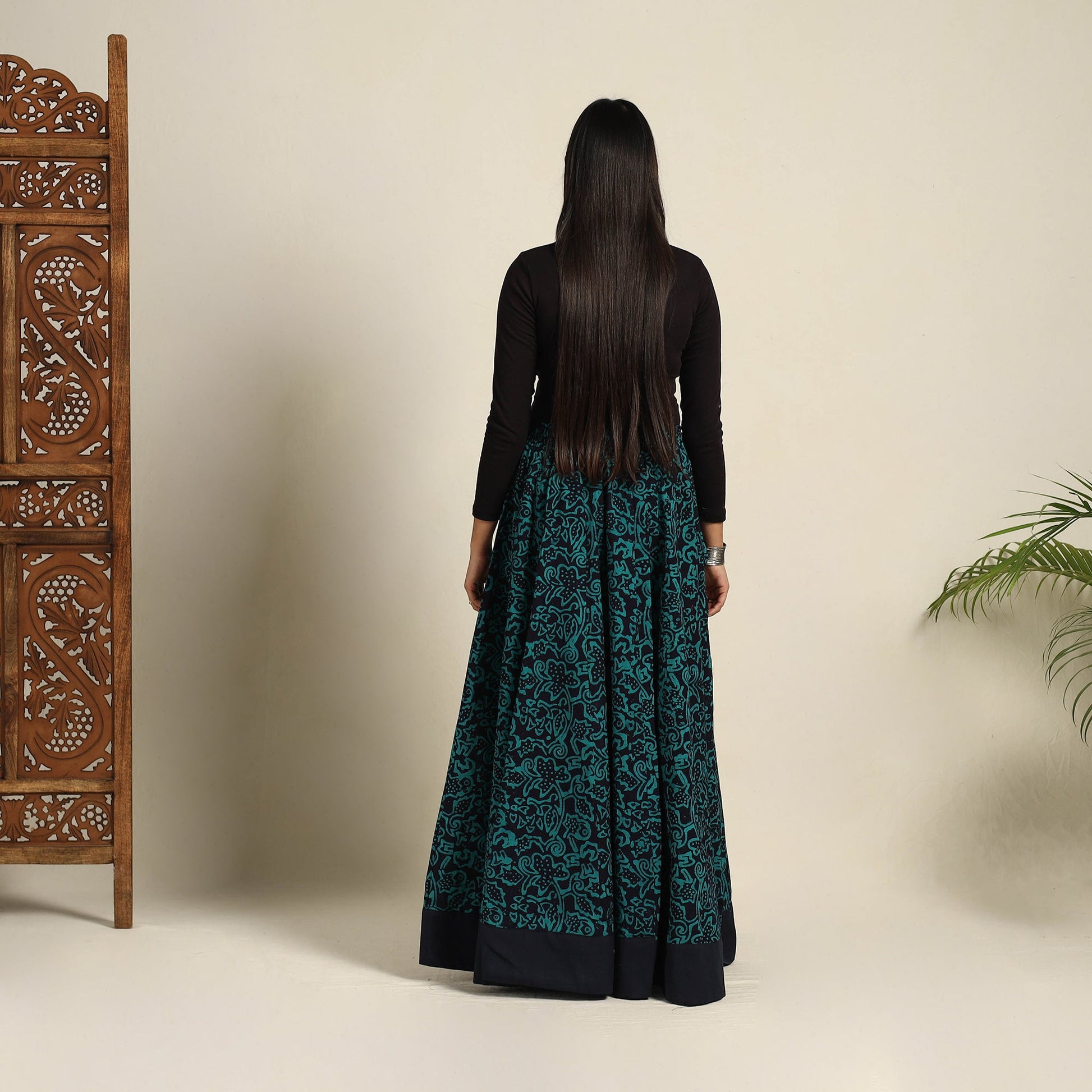 Green - 24 Kali Patchwork Batik Print Cotton Long Skirt 16