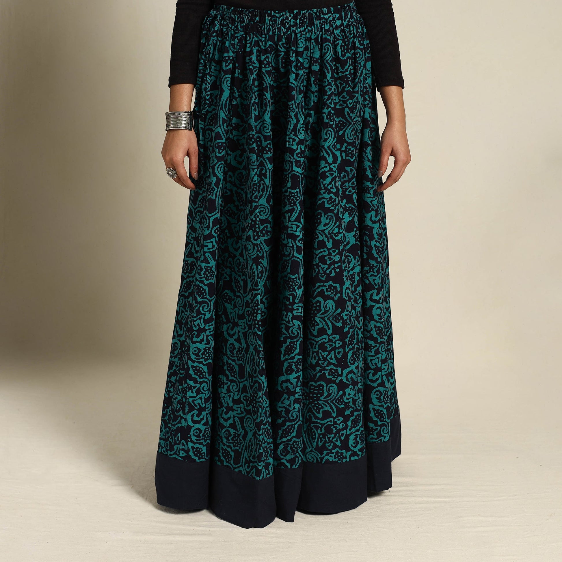 Green - 24 Kali Patchwork Batik Print Cotton Long Skirt 16