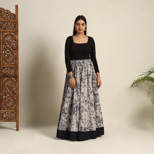 Beige - 24 Kali Patchwork Batik Print Cotton Long Skirt 17