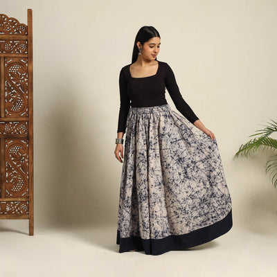 Beige - 24 Kali Patchwork Batik Print Cotton Long Skirt 17