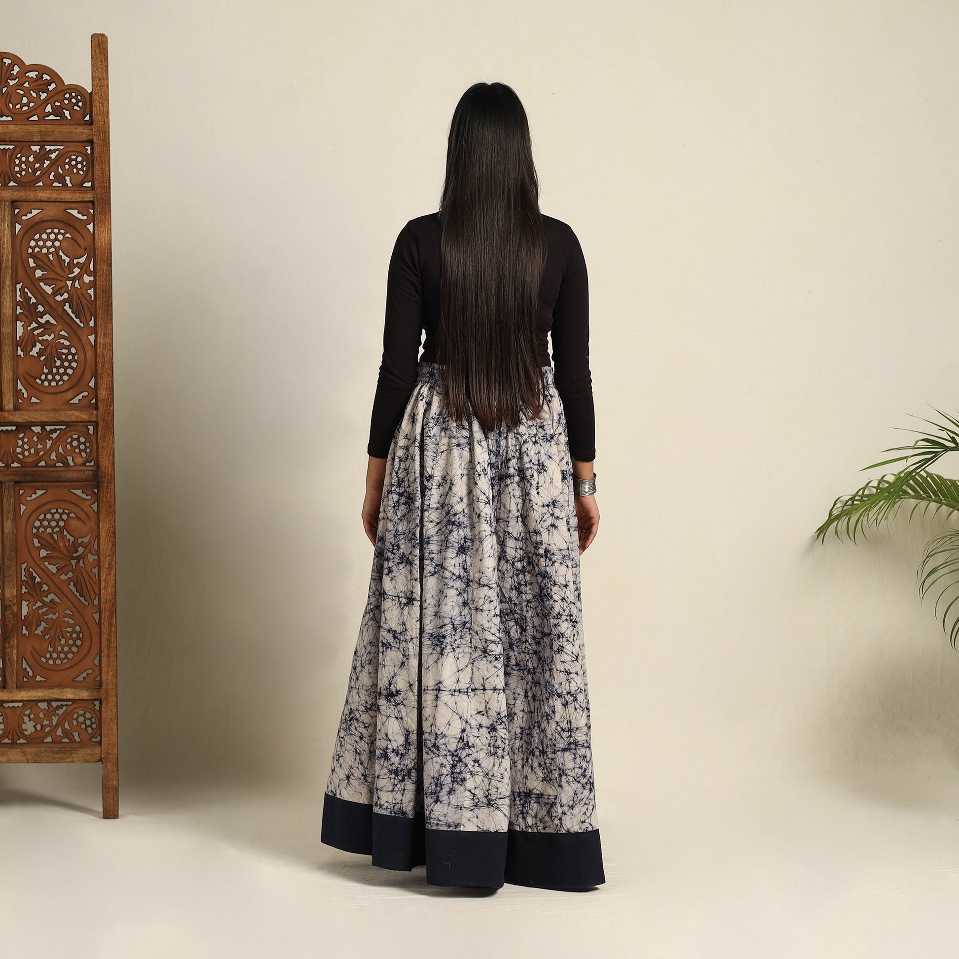 Beige - 24 Kali Patchwork Batik Print Cotton Long Skirt 17