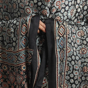 Black - Modal Silk Block Print Ajrakh Dupatta 68