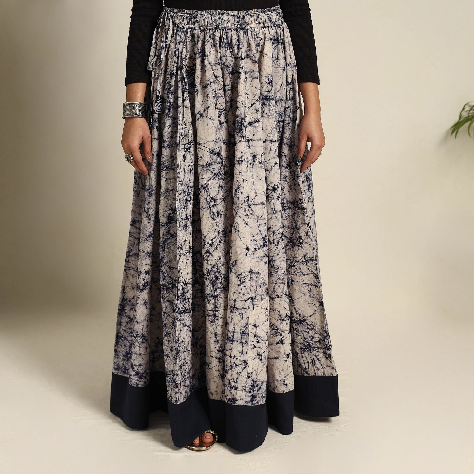 Beige - 24 Kali Patchwork Batik Print Cotton Long Skirt 17