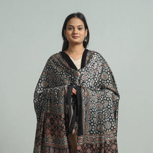 Black - Modal Silk Block Print Ajrakh Dupatta 68